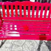 Red garden bench