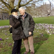 Man and lady in front of a tree