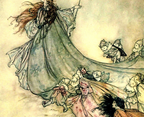 vintage painting of fairies