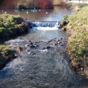 Small waterfall in a narrow river